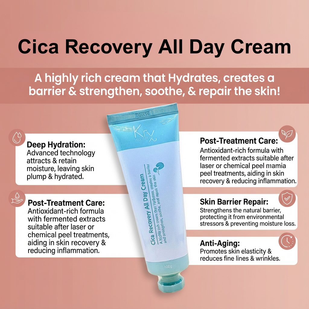 KRX AESTHETICS Cica Recovery All Day Cream - 100g
